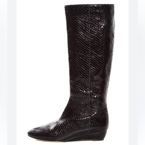 Loeffler Randall Fall 2009 Matilde Anaconda Brown printed snake leather boots 9 - Picture 1 of 7